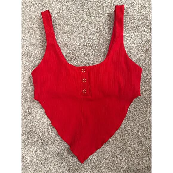 Beach Bunny Red Tide Knot Snap Buttons Bralette Bikini Top, S - Picture 10 of 13